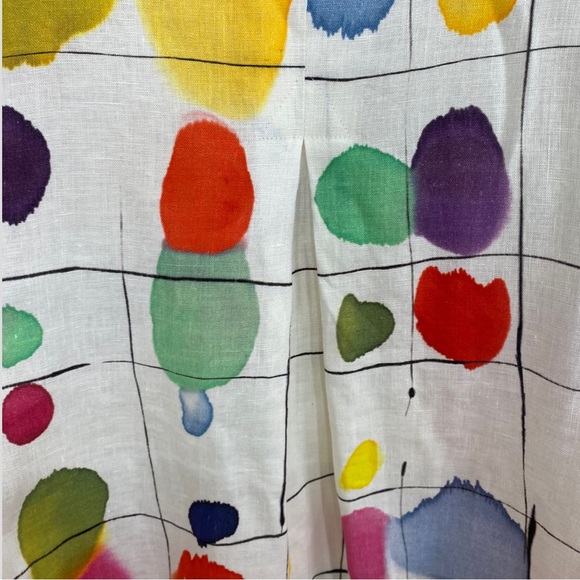 Caroline Rose White Linen Abstract Windowpane Paint Box Tunic - Picture 6 of 9